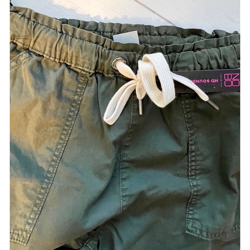 No Boundaries Shorts Juniors M Green Super High Rise Tie Front M Frayed Boho B3 - Picture 9 of 10